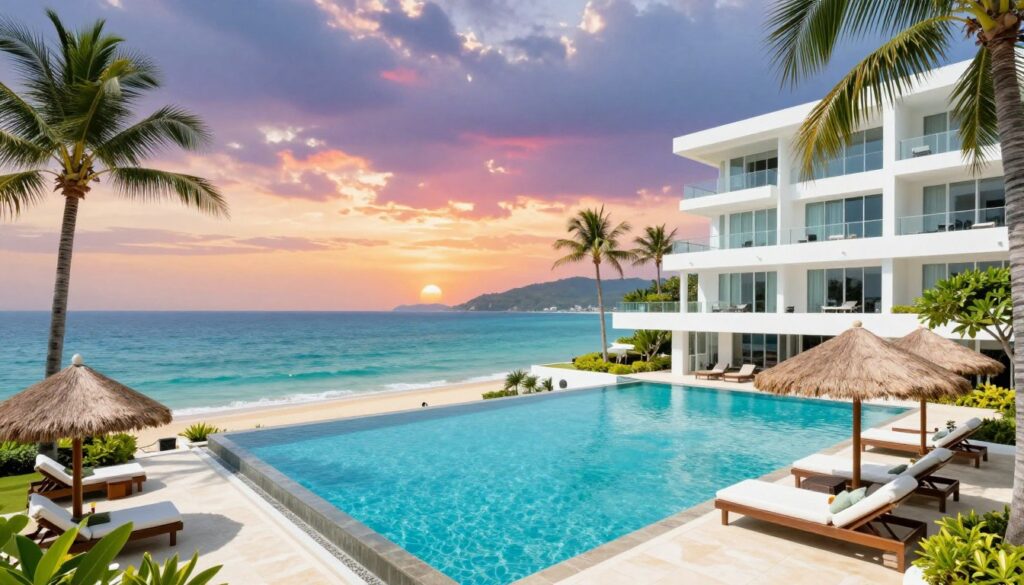 Luxury beachfront resort in Phuket with infinity pool overlooking the ocean