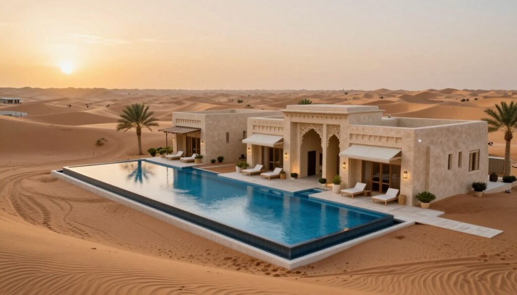 Luxury desert resort with traditional Arabian hospitality and modern amenities Luxury desert resort with traditional Arabian hospitality and modern amenities