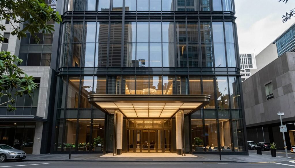 Luxury hotel exterior in Melbourne CBD
