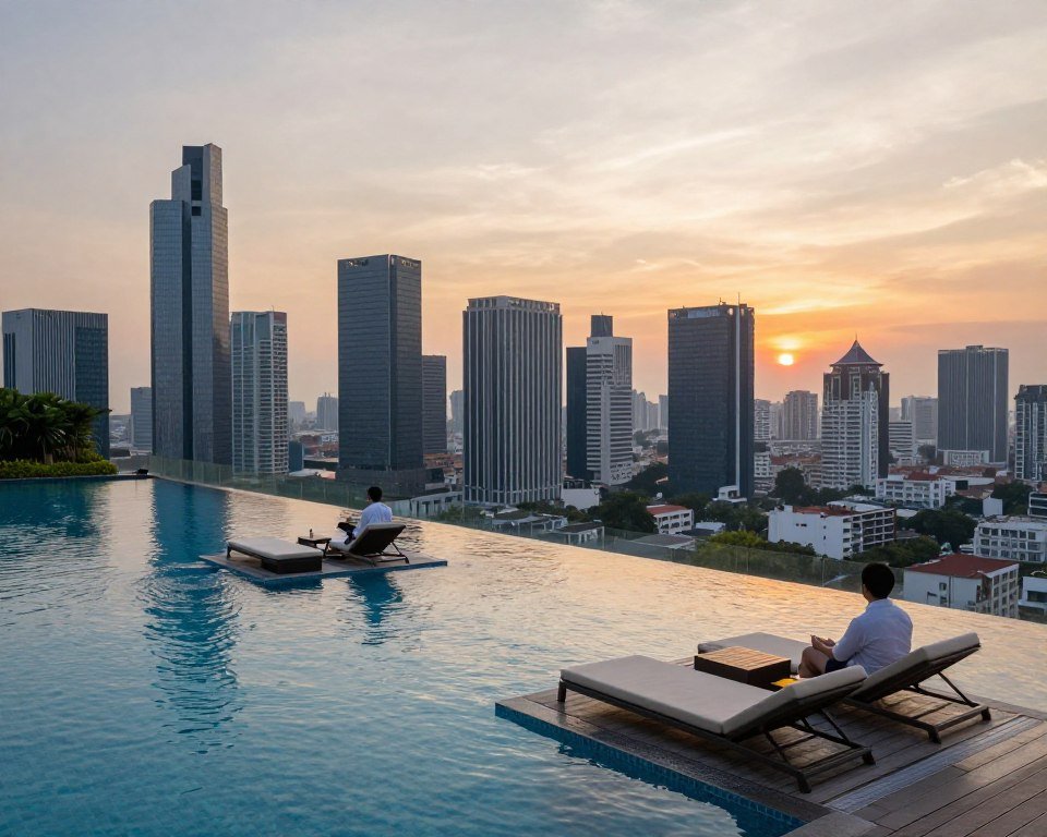 Luxury hotel rooftop pool in Ho Chi Minh City Luxury hotel rooftop pool in Ho Chi Minh City