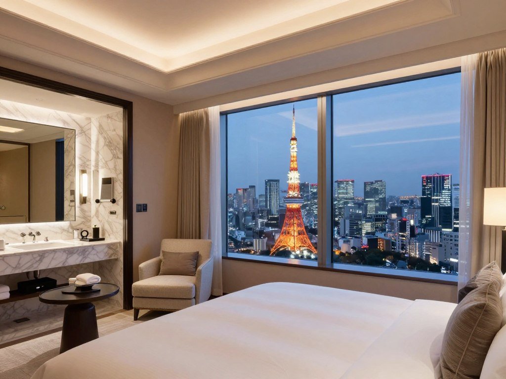 Luxury hotel suite in Shibuya with panoramic Tokyo views