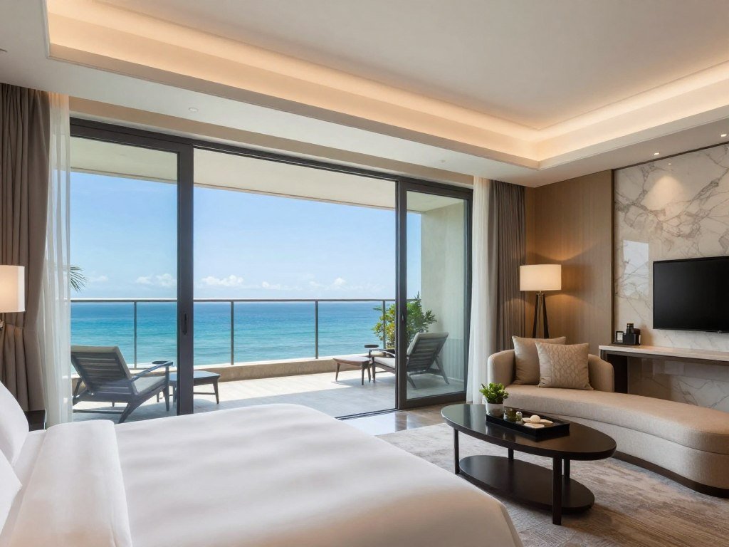 Luxury resort suite with ocean view balcony