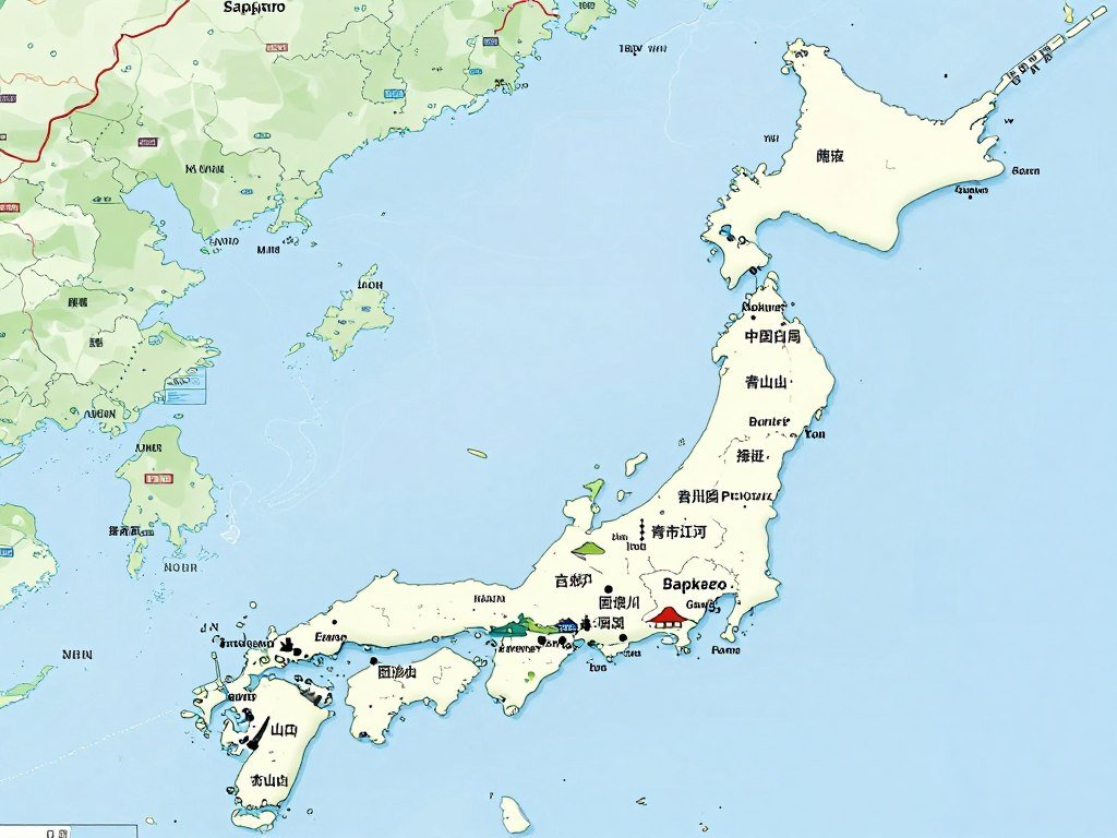 Map showing Hokkaido's position as Japan's northernmost island
