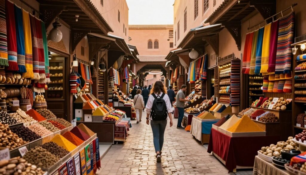 Marrakech medina marketplace bustling scene