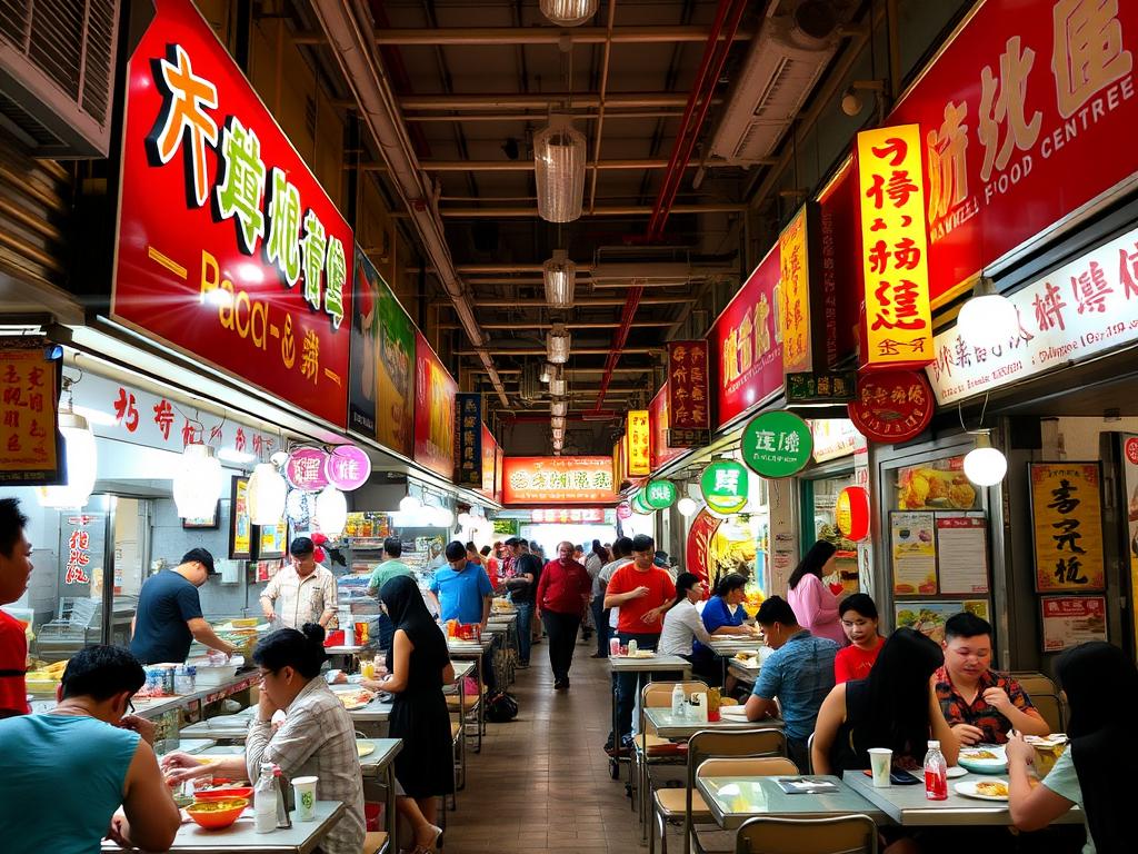 Maxwell Food Centre, a popular hawker center in Singapore travel guide