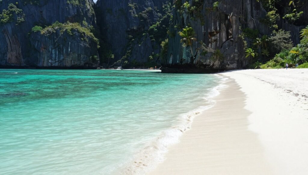 Maya Bay with crystal clear waters and surrounding cliffs