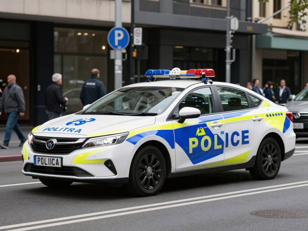 Melbourne police car on city street