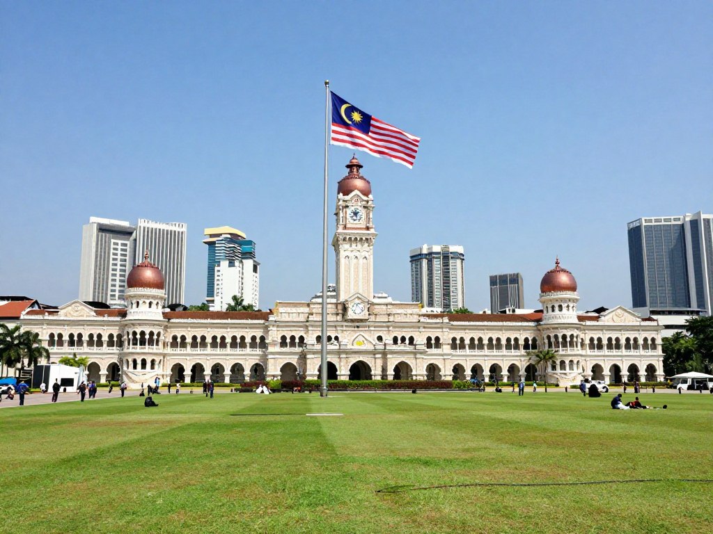 Merdeka Square with flag and colonial buildings in Kuala Lumpur