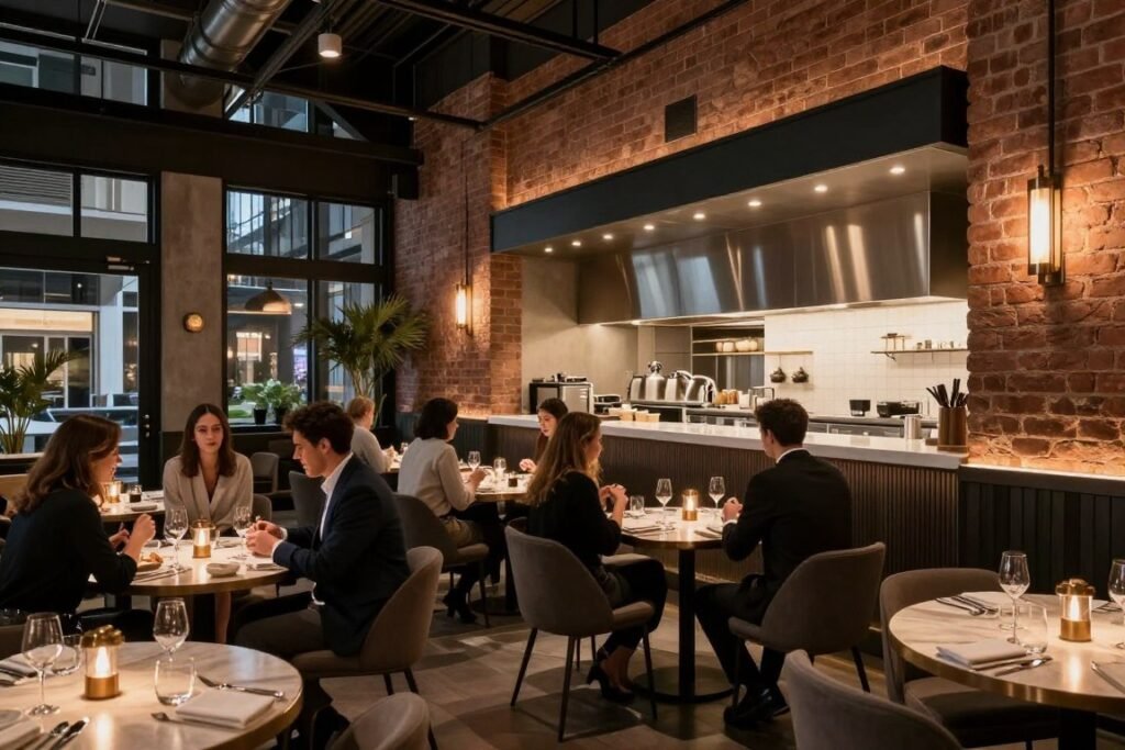 Modern Auckland restaurant interior in Britomart