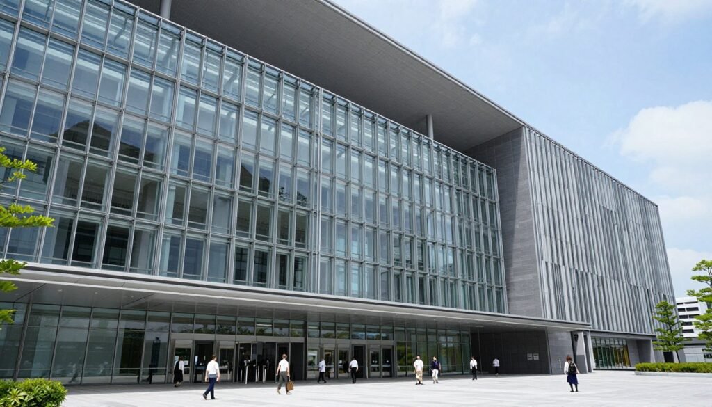 Modern Kyoto Station building exterior with futuristic architecture and glass facade Modern Kyoto Station building exterior with futuristic architecture and glass facade