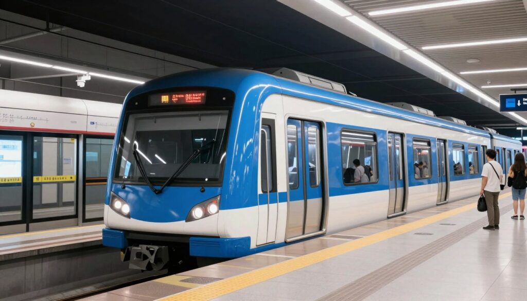 Modern MRT train at Jakarta station platform