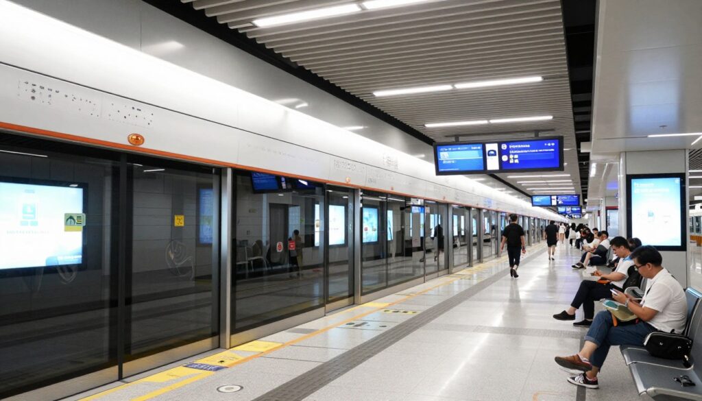 Modern MRT train station interior in Kuala Lumpur