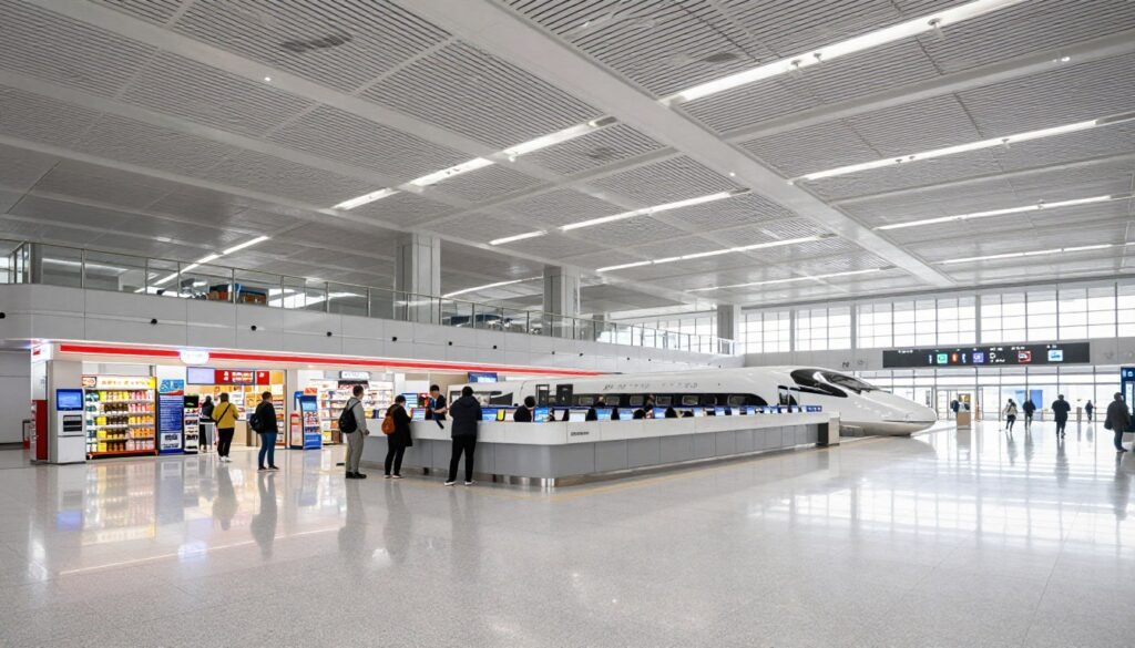 Modern Taiwan train station interior showing amenities