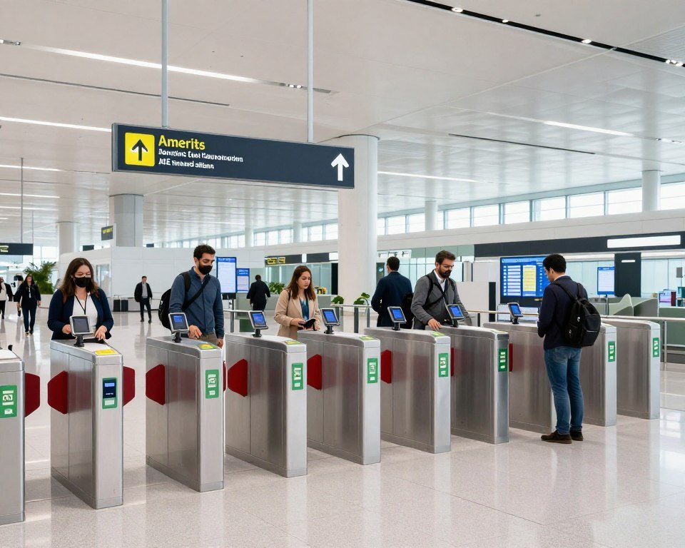 Modern UAE airport immigration area with efficient processing Modern UAE airport immigration area with efficient processing