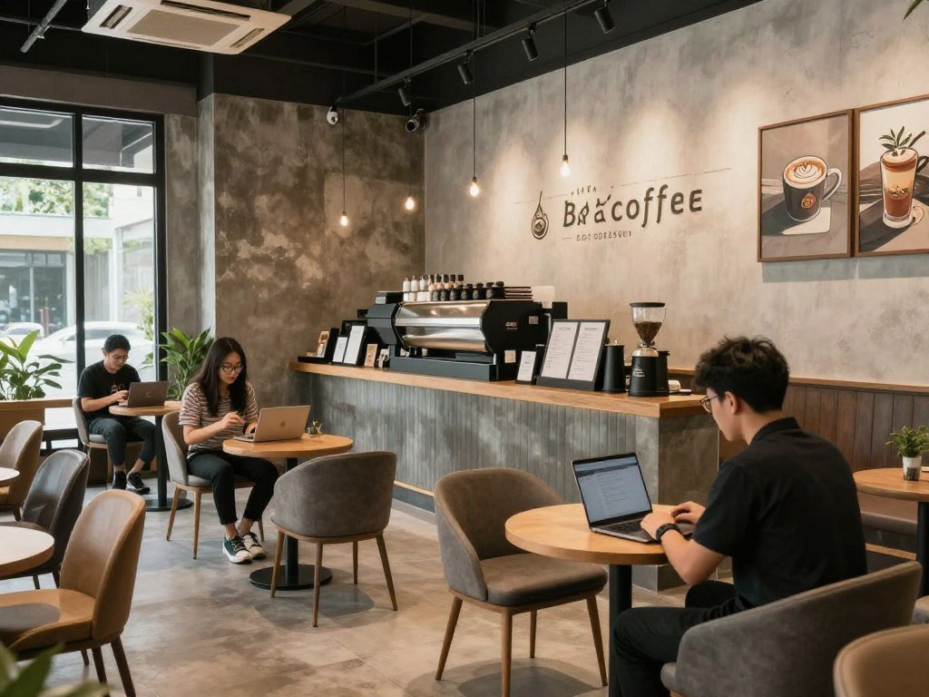 Modern cafe interior in Bandung with contemporary design