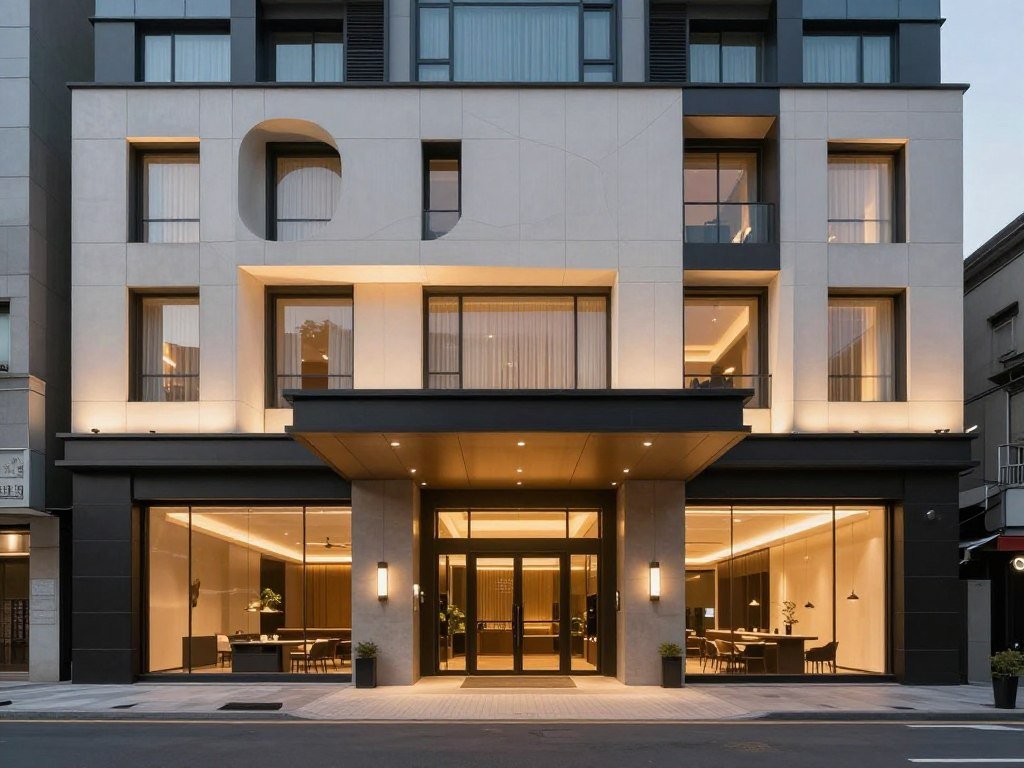 Modern facade of Hotel Quote Taipei with artistic design