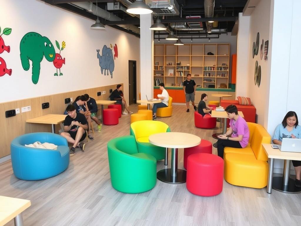 Modern hostel common area in Ho Chi Minh City - Vietnam Travel Guide