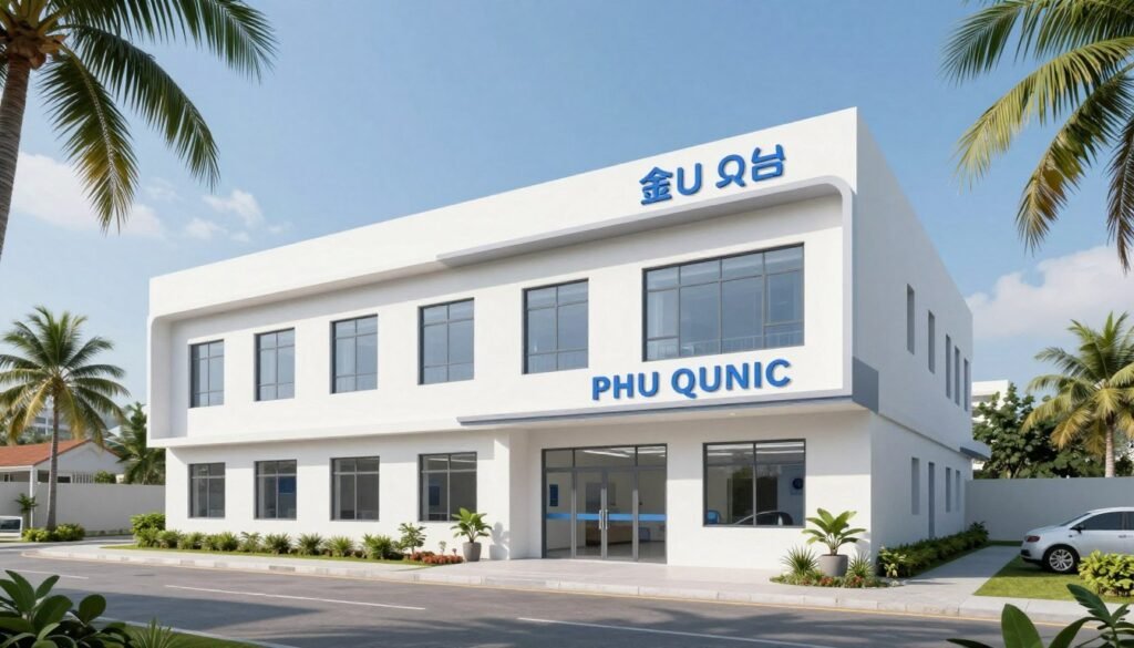 Modern medical clinic exterior in Phu Quoc