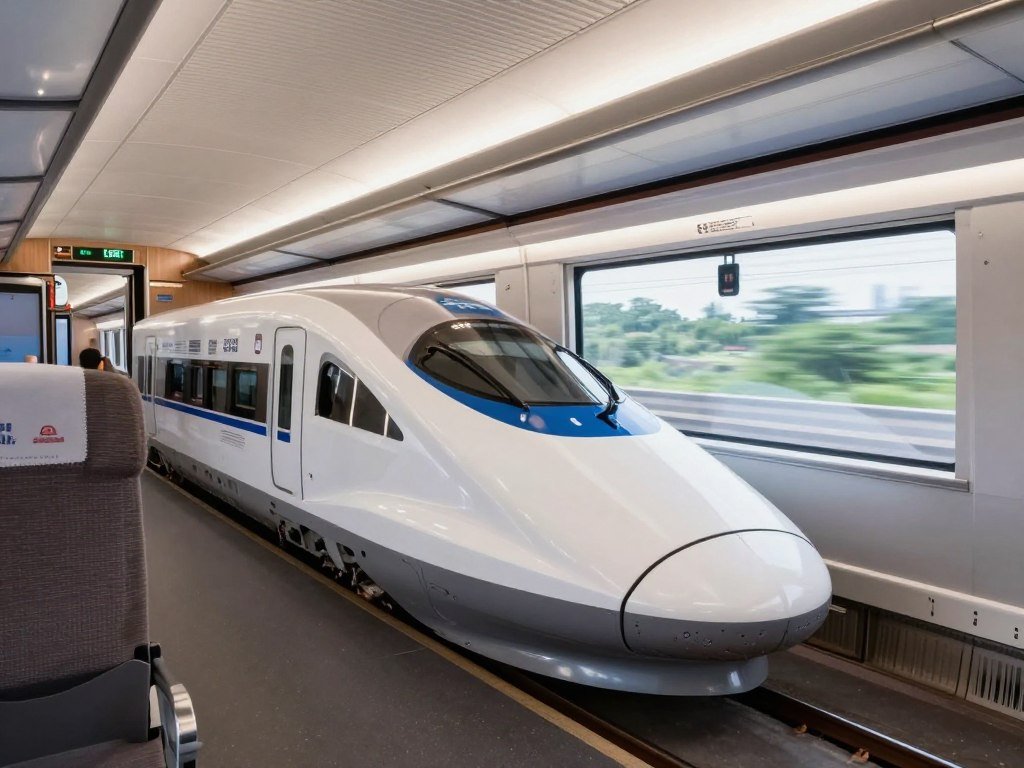 Modern train interior Jakarta to Bandung high-speed rail