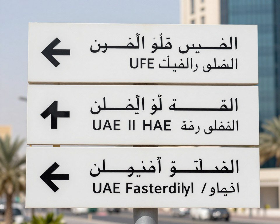 Multilingual signage in UAE showing Arabic and English Multilingual signage in UAE showing Arabic and English