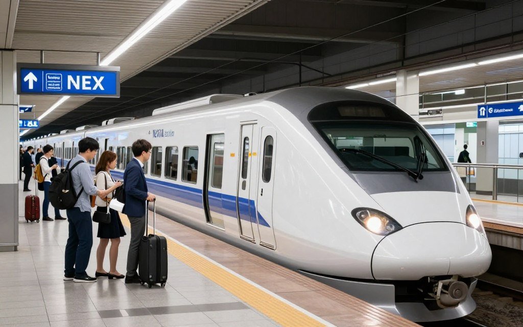 Narita Express train at airport station platform