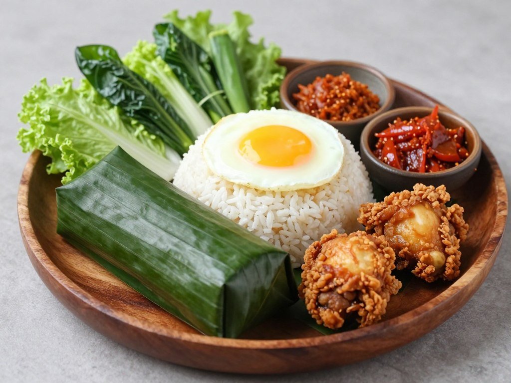 Nasi Timbel traditional Sundanese rice wrapped in banana leaf