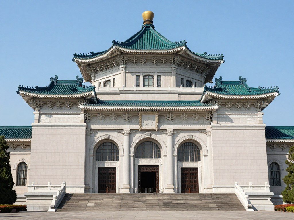National Palace Museum exterior showing traditional Chinese architecture design National Palace Museum exterior showing traditional Chinese architecture design