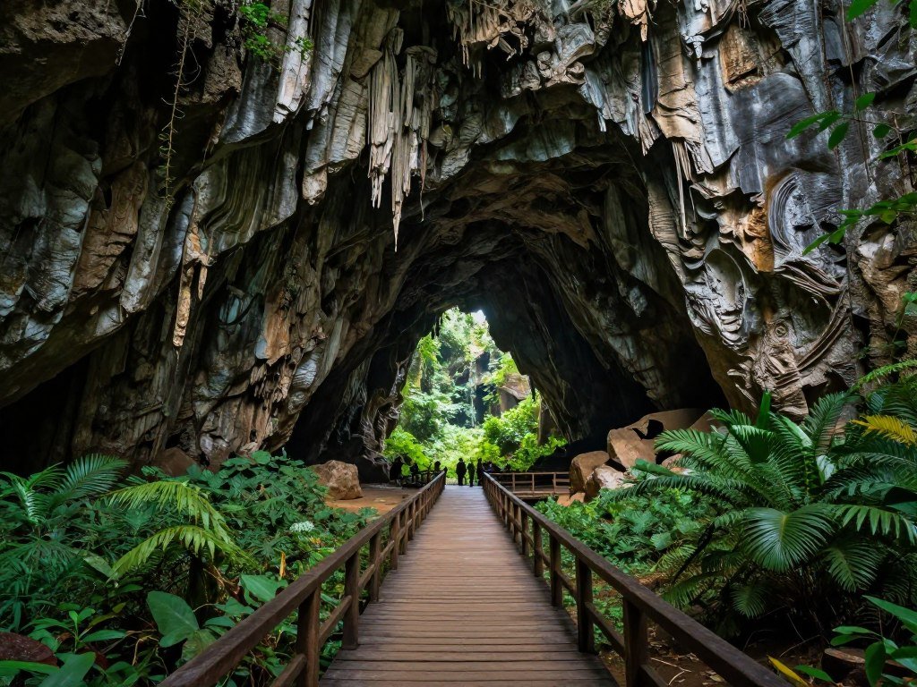 Niah Caves entrance with jungle surroundings