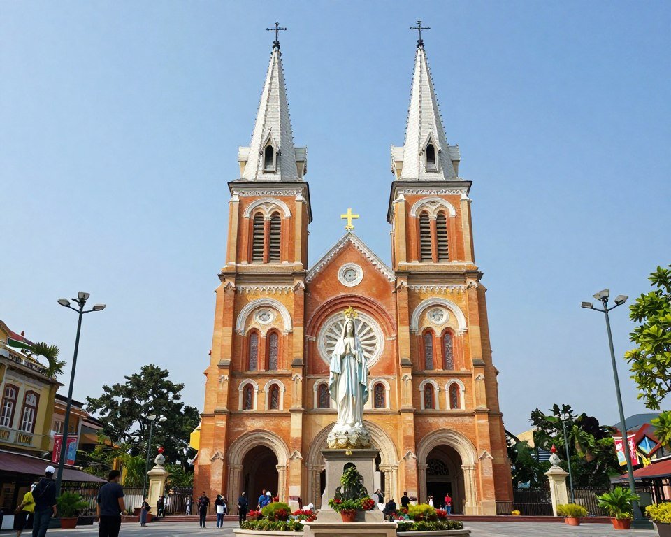 Notre-Dame Cathedral Basilica of Saigon front facade Notre-Dame Cathedral Basilica of Saigon front facade
