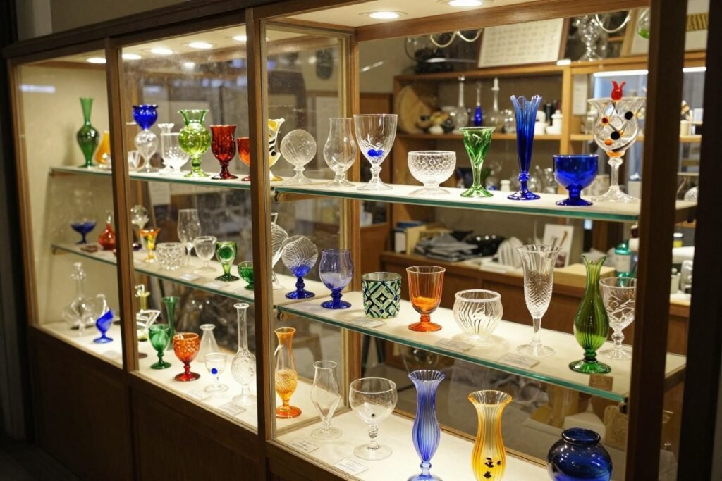 Otaru glassware shop displaying handcrafted pieces