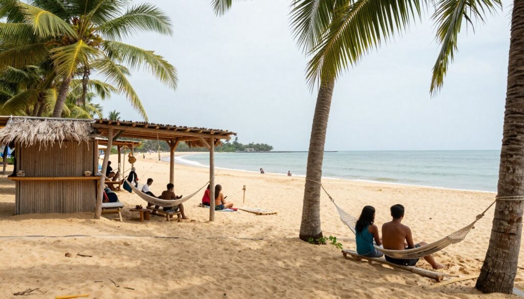 Otres Beach Cambodia with rustic beach bars and hammocks Otres Beach Cambodia with rustic beach bars and hammocks