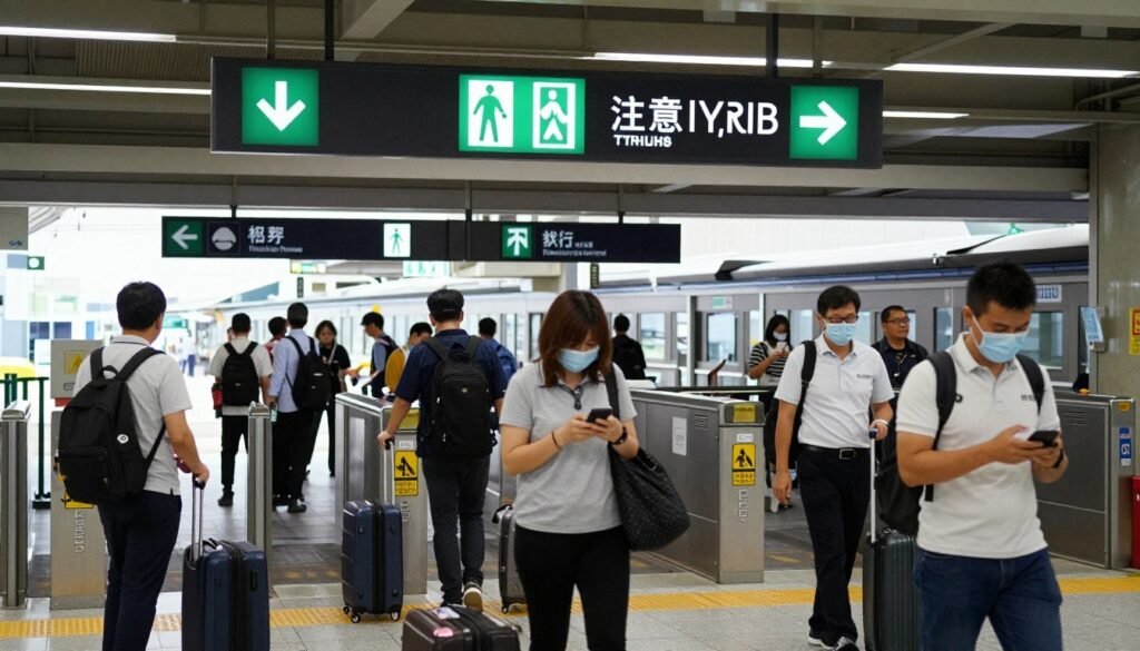 Passengers exiting through THSR automated gates