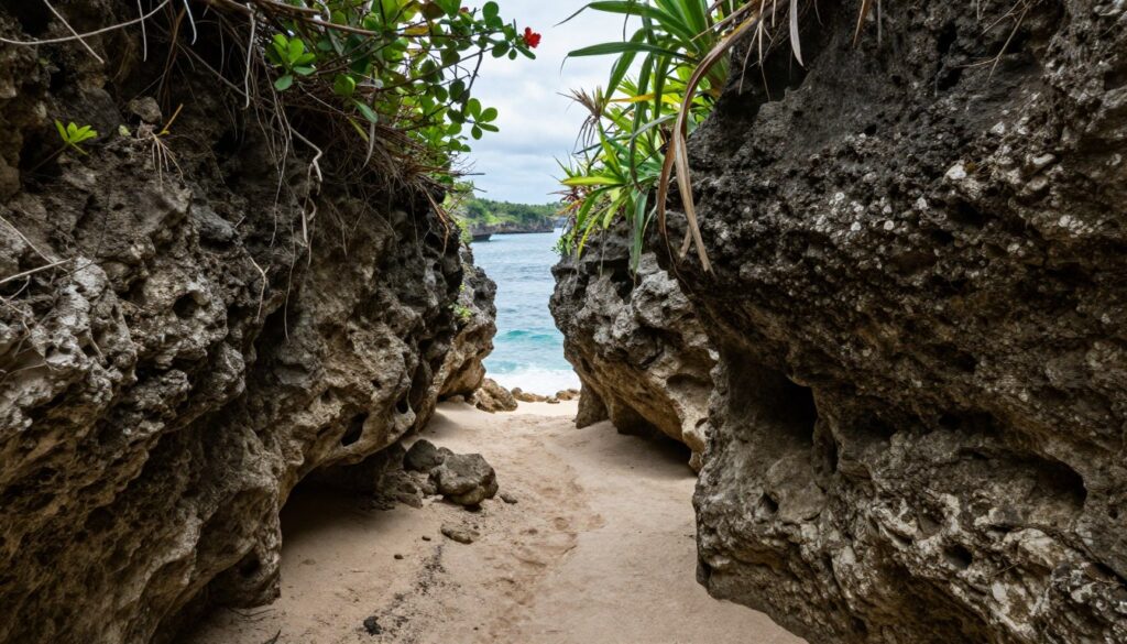 Path through rocks leading to Secret Beach