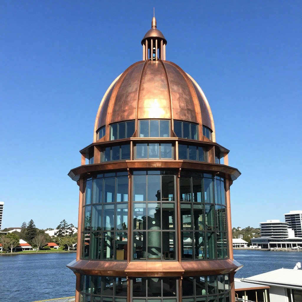 Perth Bell Tower distinctive copper structure at Elizabeth Quay