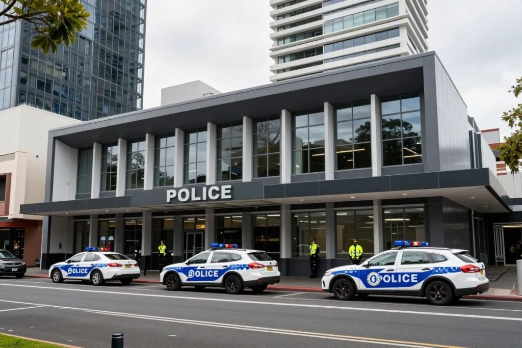 Perth police station in city centre showing safety presence