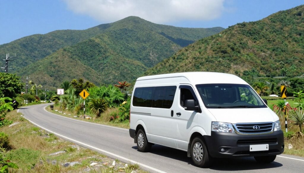 Private tour van on scenic Phu Quoc road