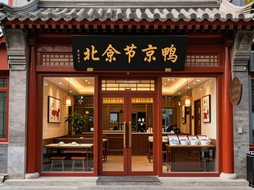 Quanjude Peking Duck restaurant exterior storefront Quanjude Peking Duck restaurant exterior storefront