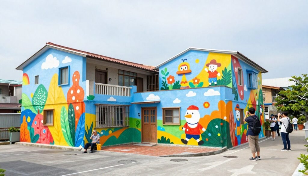 Rainbow Village Taichung with colorful painted buildings and artwork