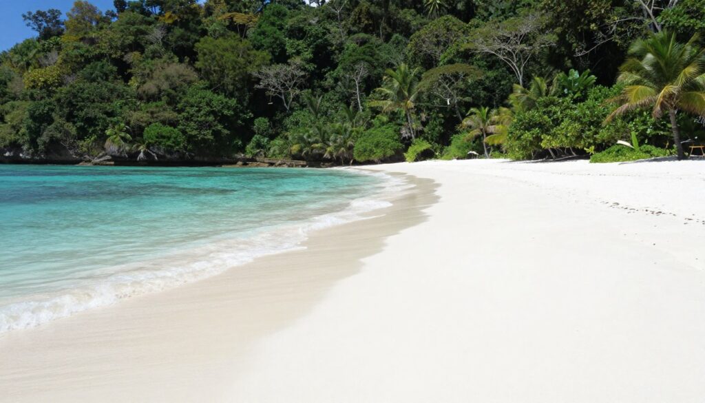 Remote beach in West Bali National Park with jungle backdrop