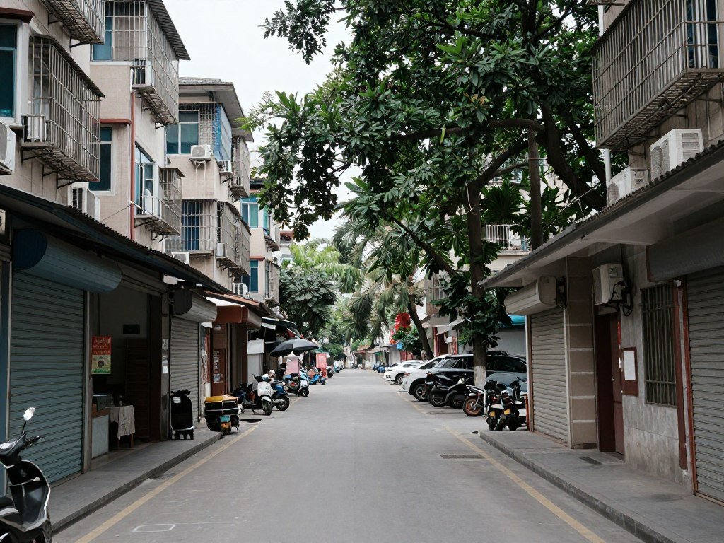 Residential neighborhood street in Qingyang District