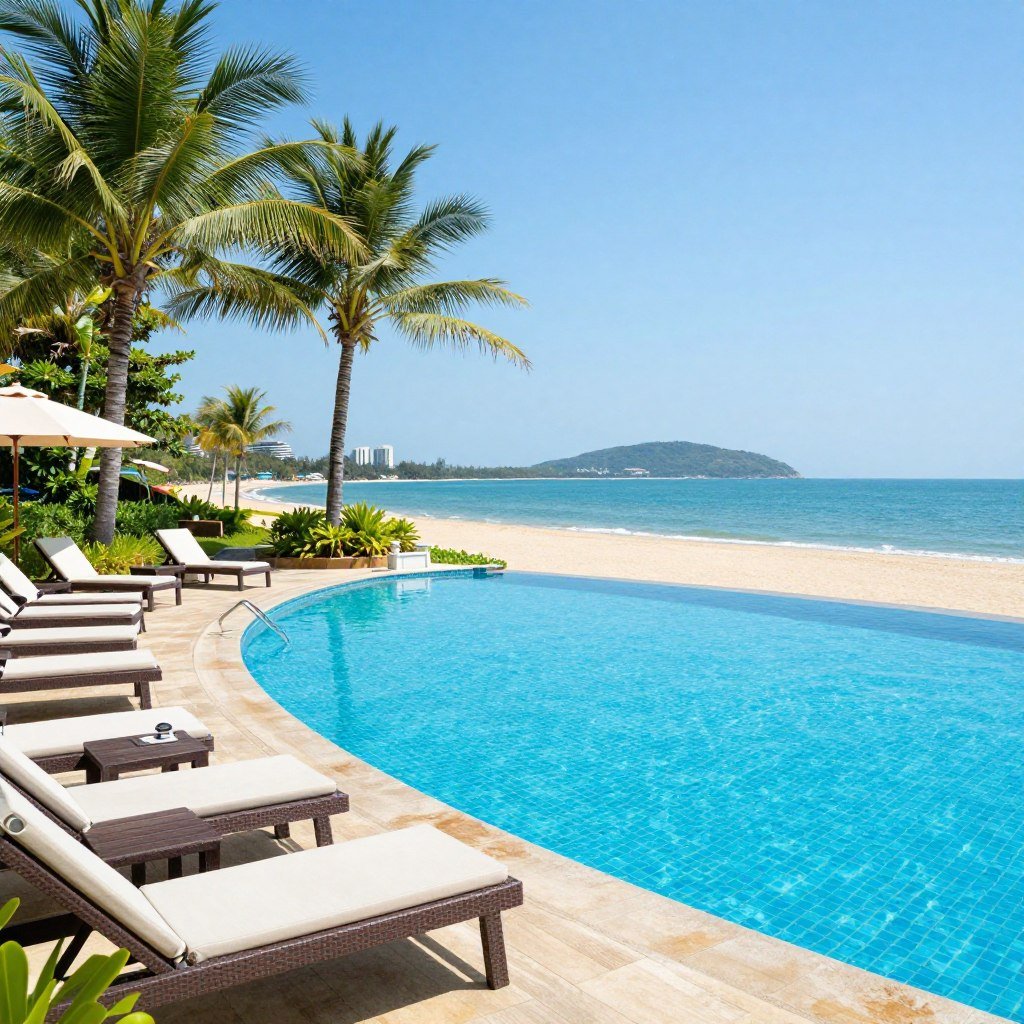 Resort pool area at Mui Ne beachfront hotel