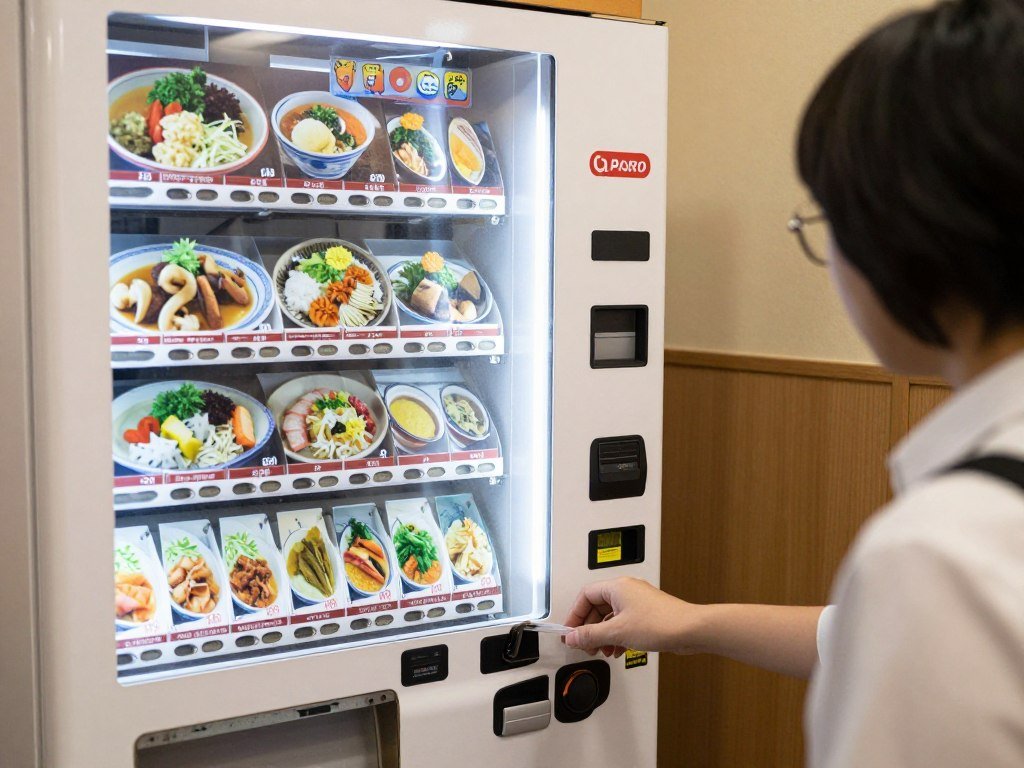 Restaurant ticket vending machine with menu photos