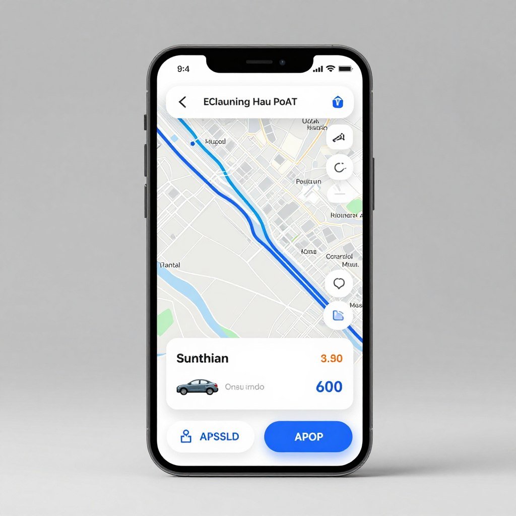 Ride-hailing app interface showing UAE city map Ride-hailing app interface showing UAE city map