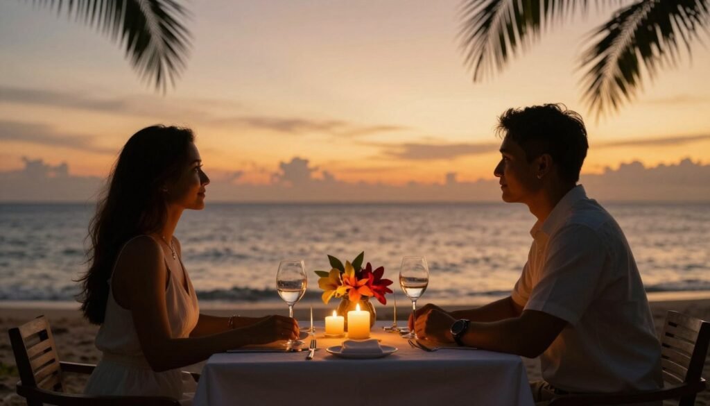 Romantic sunset dinner on Langkawi beach