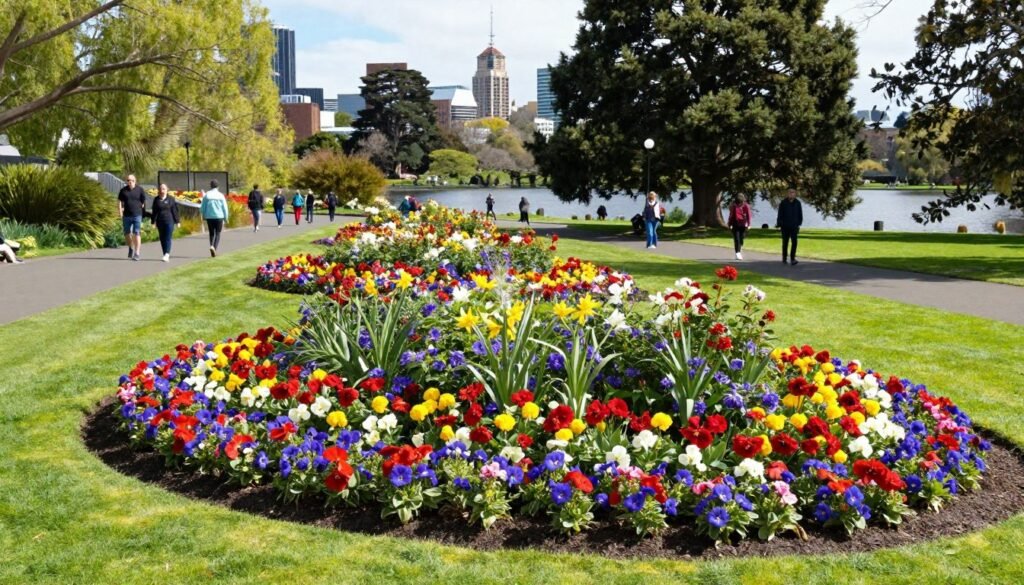 Royal Botanic Gardens Melbourne with blooming flowers