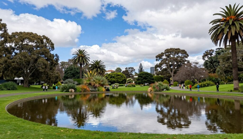 Royal Botanic Gardens Melbourne with lake and trees