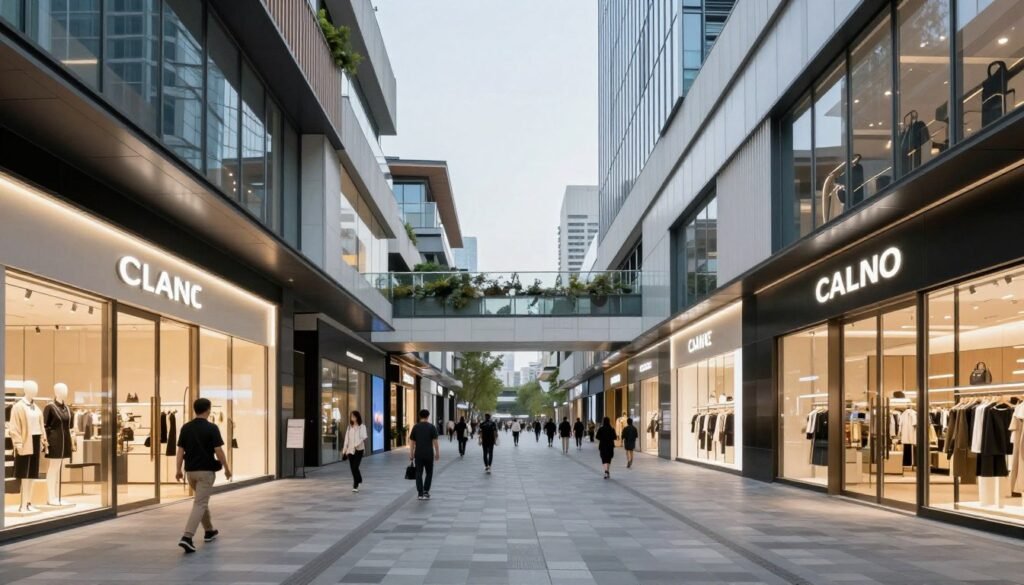 Sanlitun Village modern outdoor shopping complex with luxury stores Sanlitun Village modern outdoor shopping complex with luxury stores