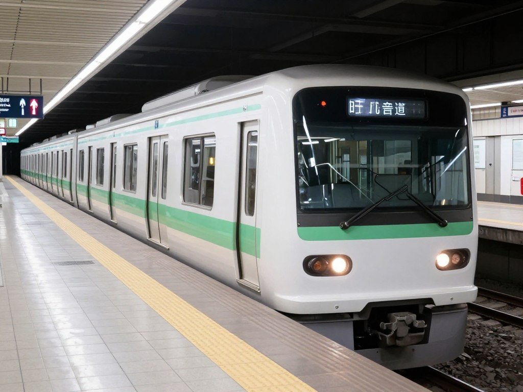 Sapporo subway train at underground station