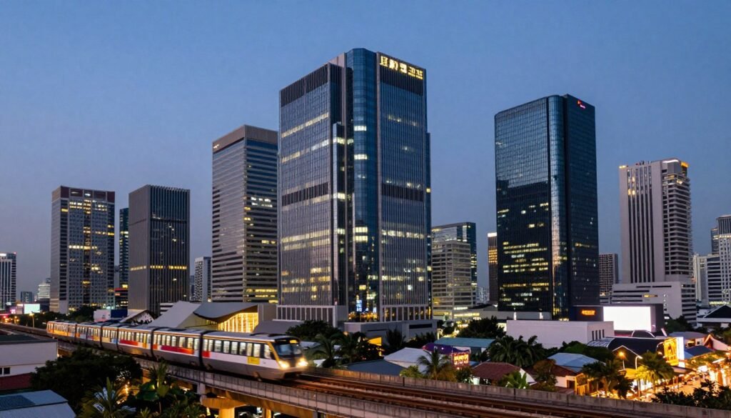 Sathon district skyline Bangkok with modern towers