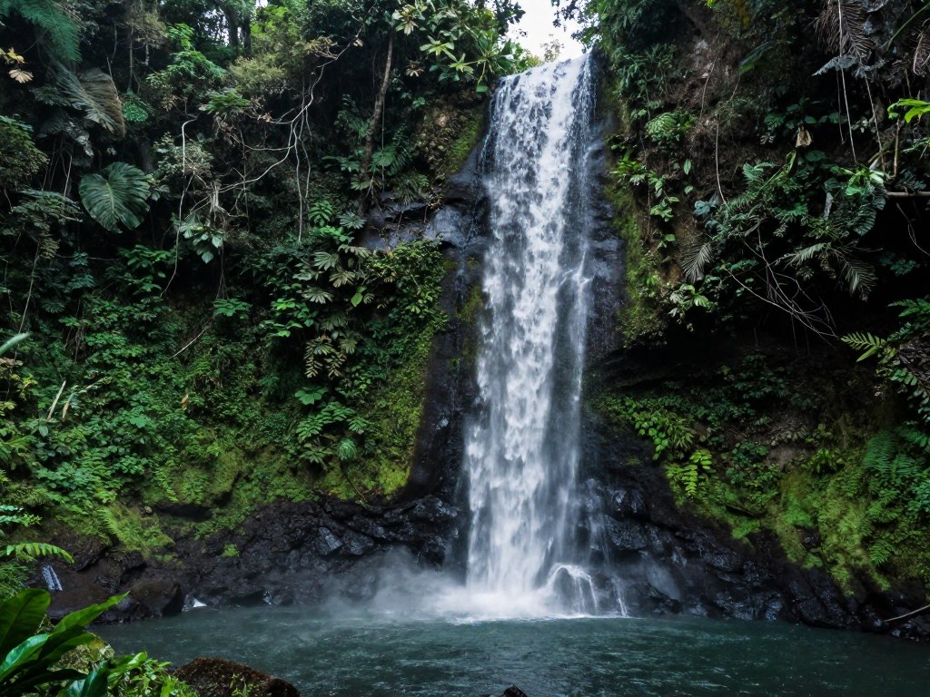 Seganing waterfall in Nusa Penida jungle setting